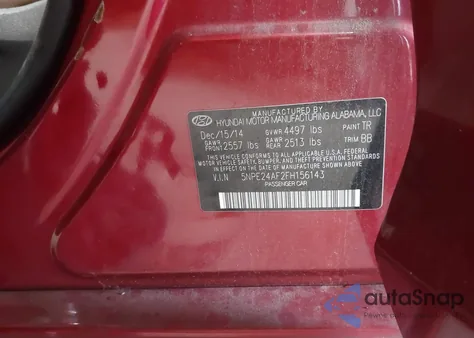 2015 Hyundai Sonata Se from USA, damaged, VIN 5NPE24AF2FH156143